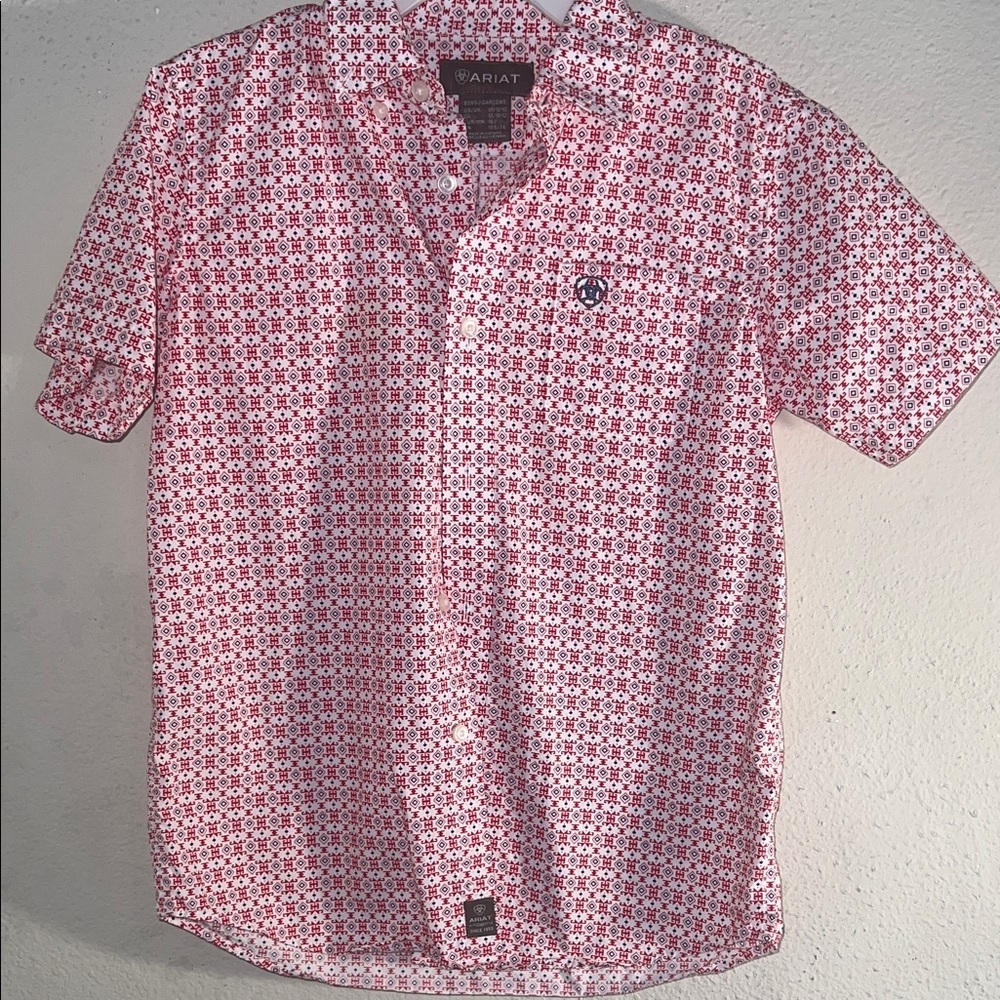 Ariat kids Casual Red and White Patterned Shirt